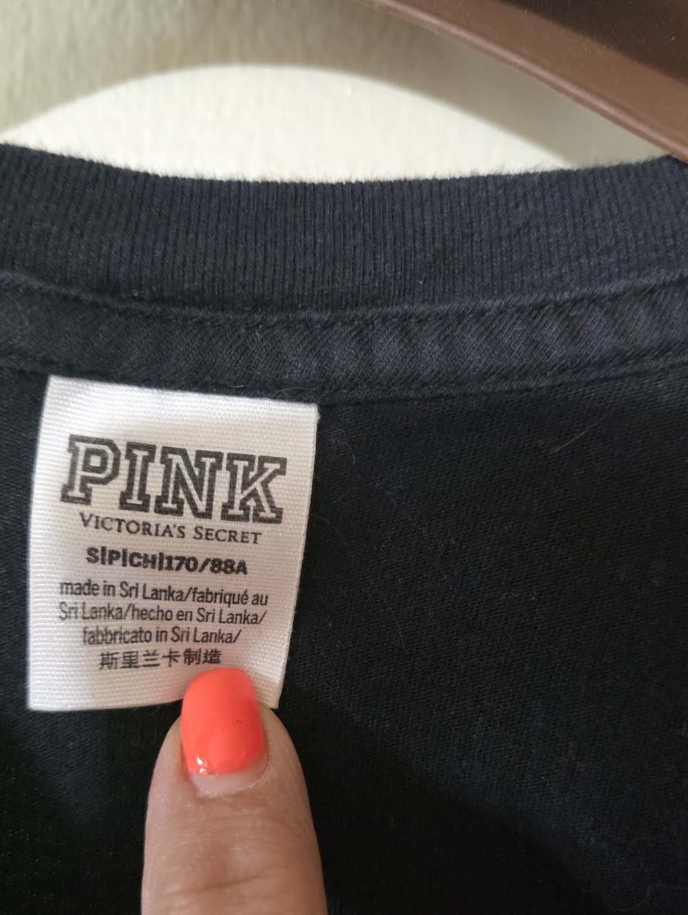 PINK Victoria's Secret Black Tee with White Logo Tag - Picture 2 of 3